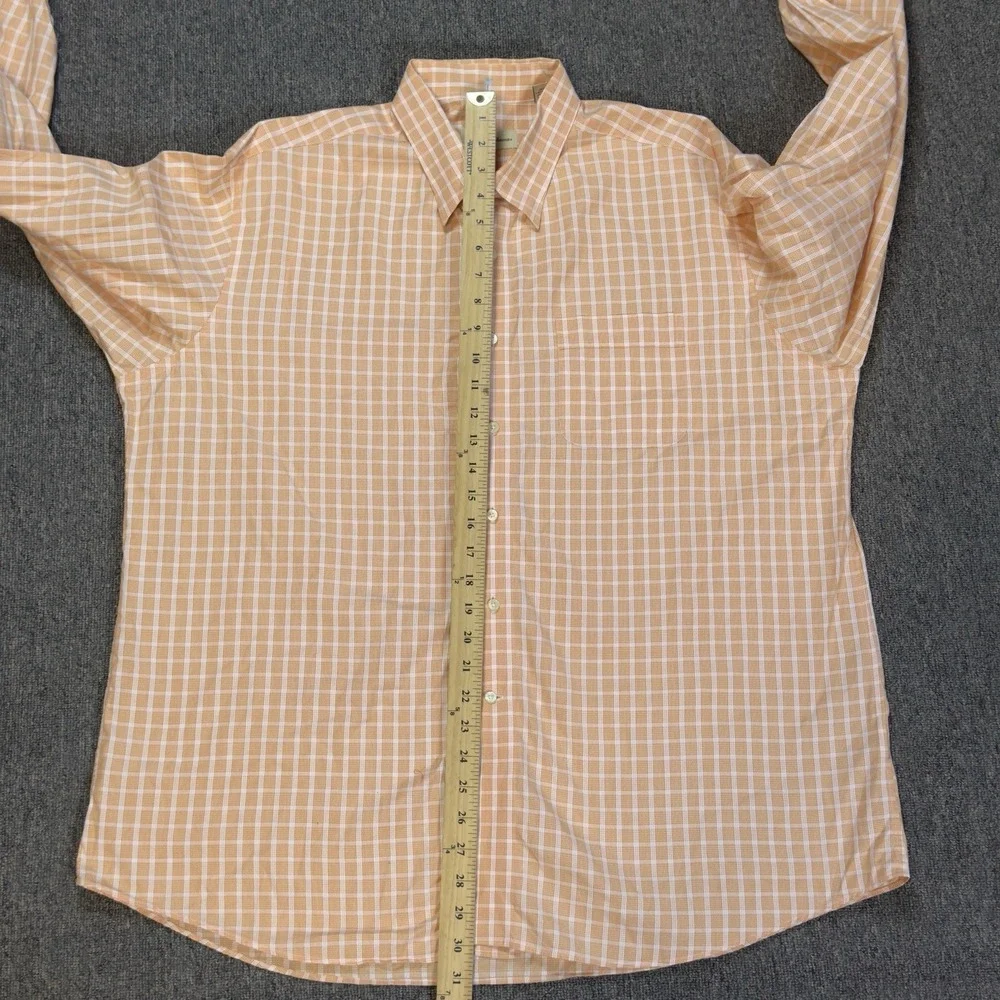 Tommy Bahama Mens Orange Plaid Button Down Long Sleeve Dress Shirt 17.5 36/37 XL